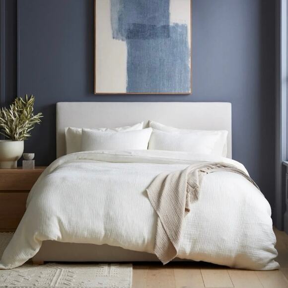 Quince King Organic Airy Gauze Duvet Cover Set Ivory - Picture 2 of 6